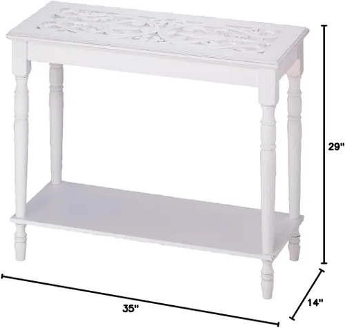 Vista 3 de Home Accent - Mesa de consola para sofá con parte superior tallada en madera blanca