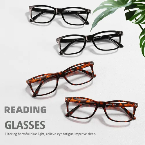 Vista 5 de Przene Gafas de lectura para hombres y mujeres, con bloqueo de luz azul, bisagras de resorte, paquete de estilo ligero