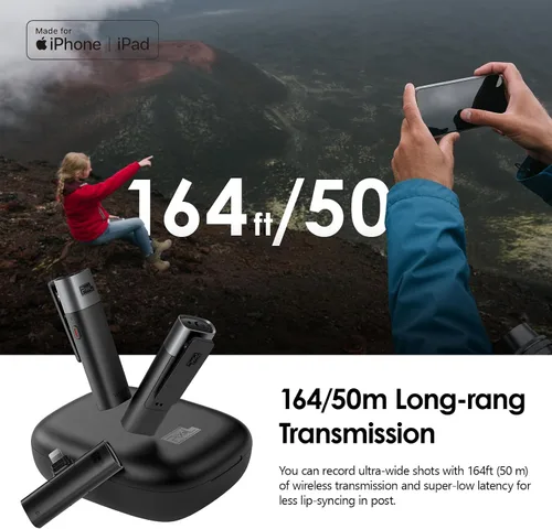 Vista 5 de PIXEL Micrófono inalámbrico Lavalier (certificado MFi), paquete de 2 micrófonos de solapa compatibles con todos los dispositivos Lightning. Plug and