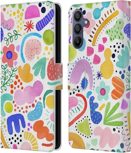 Vista 257 de Head Case Designs Officially Licensed Ninola Brushstrokes Black Summer Patterns Leather Wallet Case Compatible with Samsung Galaxy A07 4G