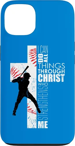 Vista 7 de Blue Christian Baseball Gifts Teen Boys Cross Bible Phone Case para iPhone 17