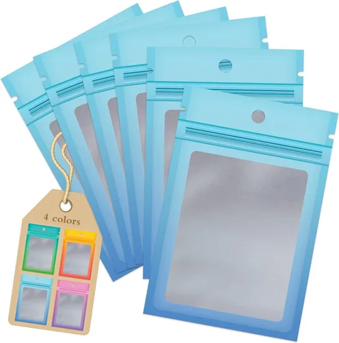 Vista 8 de Funfery Paquete de 100 bolsas resellables de Mylar transparentes, bolsas de embalaje degradadas para almacenamiento de alimentos, pequeñas empresas