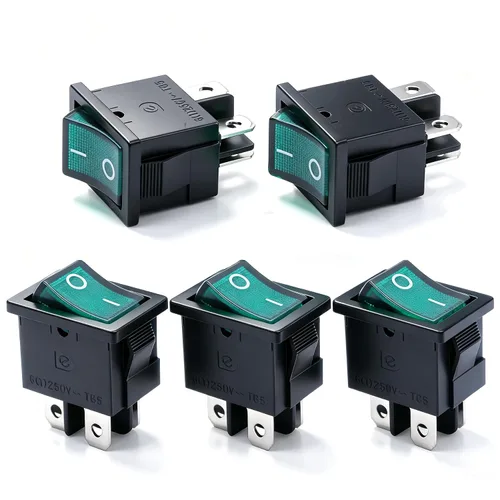 Vista 19 de mxuteuk 5 unids Snap-in AC110/120V Interruptor basculante redondo iluminado Interruptor de alimentación de palanca de barco Luz roja SPST ON-Off 3