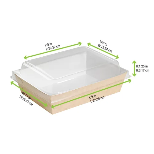 Vista 3 de PacknWood 210 PANEL 851 - Caja de ensalada de papel marrón - Lonchera marrón - Cajas de manualidades marrones con tapas - Caja de papel
