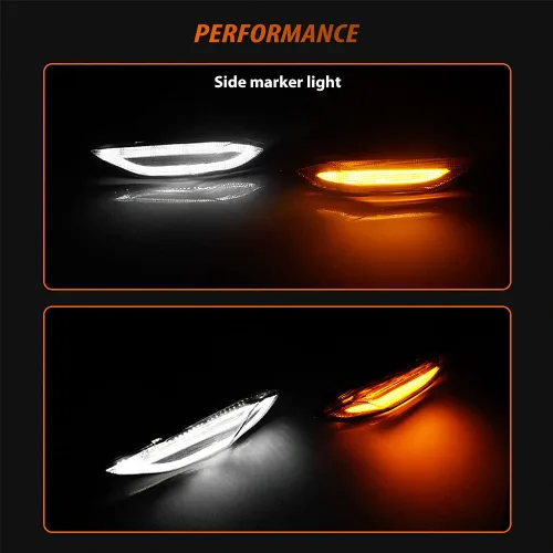 Vista 5 de ADIIL Kit de luces LED de marcador frontal frontal y blanco ámbar transparente compatible con Porsche 958 Cayenne 2011-2014, intermitente y lámparas