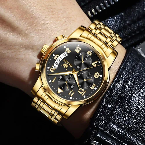 Vista 6 de OLEVS Mens Watches Big Face Watches Stainless Steel Waterproof Date Analog Quartz Watches Fashion Business Chronograph Wrist Watches for Men