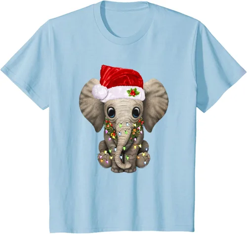 Vista 11 de Lindo elefante de Navidad luz divertido elefante amante de Navidad regalo camiseta Negro