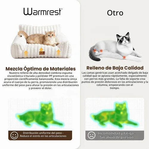 Vista 4 de Sofá de gato para mascotas, bonita cama para gatos de interior Crema
