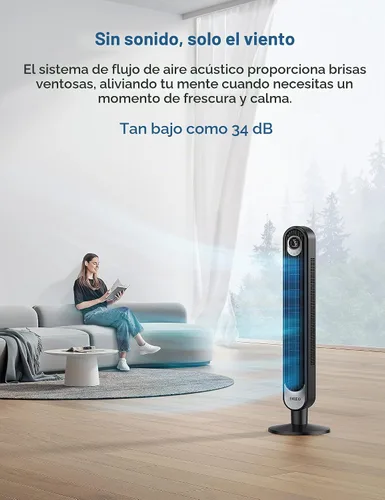 Vista 4 de Dreo Ventilador de torre inteligente, control de voz WiFi, compatible con Alexa/Google y ventiladores para el dormitorio del hogar, ventilador