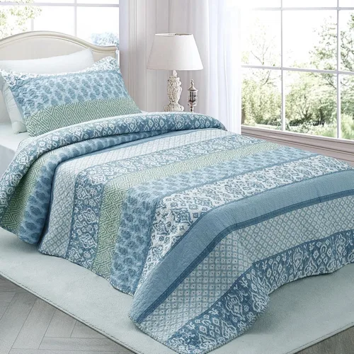 Vista 16 de KASENTEX Juego de colcha individual, colcha ligera, colcha reversible, ropa de cama impresa con diseño campestre, funda de edredón prelavada - Ropa
