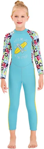Vista 4 de Traje de neopreno de cuerpo completo para niños y niñas, traje de baño térmico de 0.098 pulgadas para niños pequeños, jóvenes, adolescentes, manga