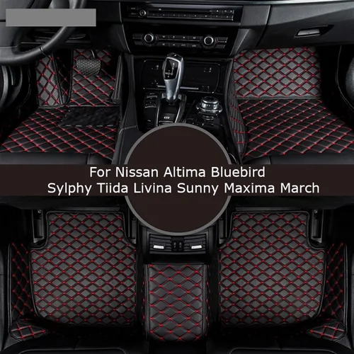 Vista 2 de Tapete de automóvil personalizado para Nissans, Altima, Bluebird, Sylphy Tiida Livina, Sunny March, accesorios para pies (color beige)