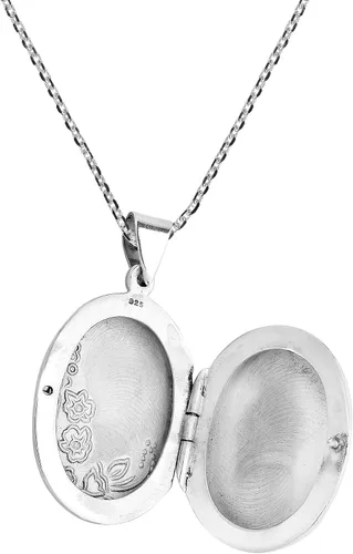 Vista 3 de AeraVida Collar con medallón de plata de ley con grabado floral para jardín, Metal, no conocido