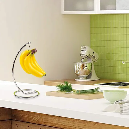 Vista 7 de Soporte para árbol de plátano, soporte de acero inoxidable para colgar plátanos, soporte de árbol de plátano, cuenco de frutas para encimera