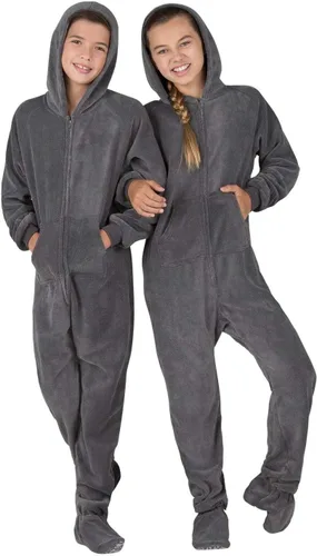 Vista 4 de Footed Pajamas - Enterizo con capucha a juego para la familia Suéteres de una pieza para niños, niñas, hombres, mujeres y mascotas, unisex, Candy
