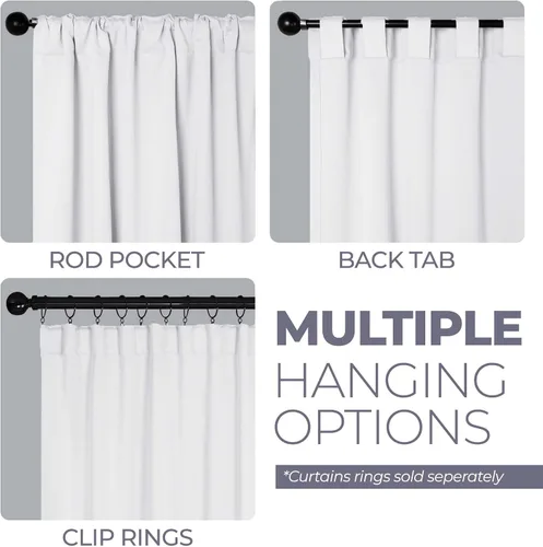 Vista 29 de BLUENILEMILLS Paneles de cortinas opacas para oscurecer la habitación con bolsillo para barra/pestañas traseras, cortinas perfectas para ventanas