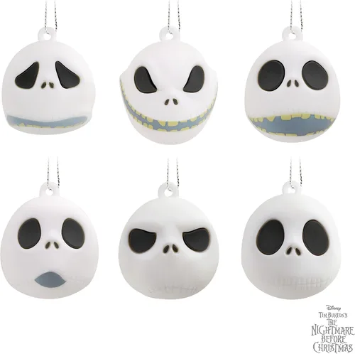 Vista 6 de Hallmark Mini Disney Tim Burton's The Nightmare Before Christmas Adornos (Jack Skellington Heads, juego de 6) pequeños adornos para árbol de mesa