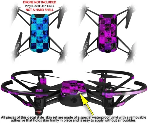 Vista 2 de Paquete de 2 calcomanías para DJI Ryze Tello Drone Blue Star Checkers Drone no incluido