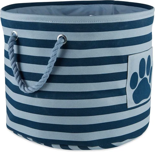 Vista 95 de Bone Dry - Cesta de almacenamiento para mascotas, diseño de parche de pata rayado, aguamarina, rectángulo pequeño