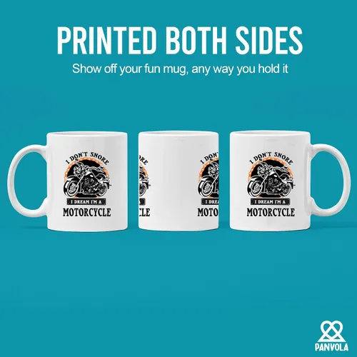 Vista 3 de Panvola Taza de café de cerámica con texto en inglés "I Don't Snore I Dream I'm A Motorcycle Gifts For Biker Rider Motor Bike Lover For Dad Uncle