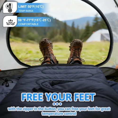 Vista 6 de oaskys Camping Sleeping Bag - 3 Season Warm & Cool Weather - Summer Spring Fall Lightweight Waterproof for Adults Kids - Camping Essentials Gear