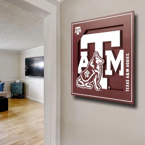 Vista 3 de YouTheFan NCAA Texas A&M Aggies - Arte de pared de la serie de logotipos 3D - 12x12 pulgadas
