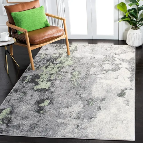 Vista 28 de SAFAVIEH Adirondack Collection - Alfombra decorativa, 2 pies 6 pulgadas x 4 pies, verde y gris, diseño abstracto moderno, no desprende pelusa