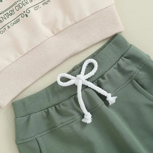 Vista 5 de Flawbena Conjunto de sudadera de manga larga con estampado de letras y pantalones largos, ropa de otoño