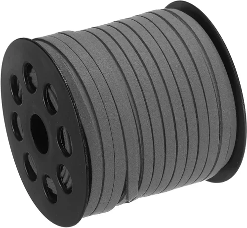 Vista 11 de uxcell Cordón de gamuza, 49.21 yardas, 0.197 in, cuerda plana de hilo de cuero para bolso, bolso, cordones de zapatos, manualidades, fabricación