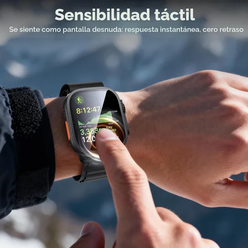 Vista 3 de Uyiton - Protector de pantalla para Apple Watch Ultra 4/3/2/1, vidrio para iWatch de 1.929 in Transparente (borde negro)