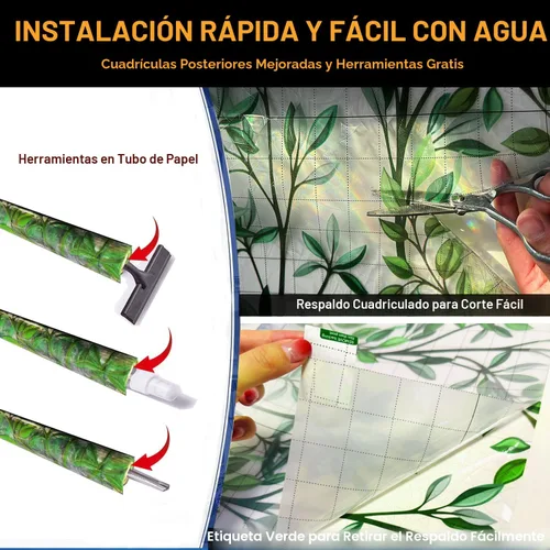 Vista 2 de Dwersty - Vinilo de privacidad arcoíris para ventana con línea de corte, adhesivos 3D, para vitrales, adhesivo estático, cubierta que bloquea