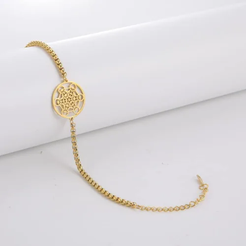 Vista 3 de Amaxer Pulsera de cubo de metatrones para mujer, diseño de arcángel, metatrón, protección hueca, acero inoxidable, pulsera con dije para cadena