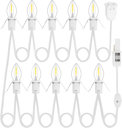 Vista 20 de Paquete de 1 cable de accesorio con 3 bombillas LED y toma de corriente de luz de pueblo de Navidad, cable de luz de molde de soplado de 7.4 pies