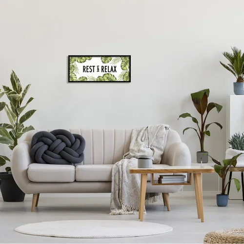 Vista 2 de Stupell Industries Descansa y relájate Plantas tropicales Monstera Tipografía de hojas, diseño de Daphne Polselli Stupell Industries · By Lil' Rue