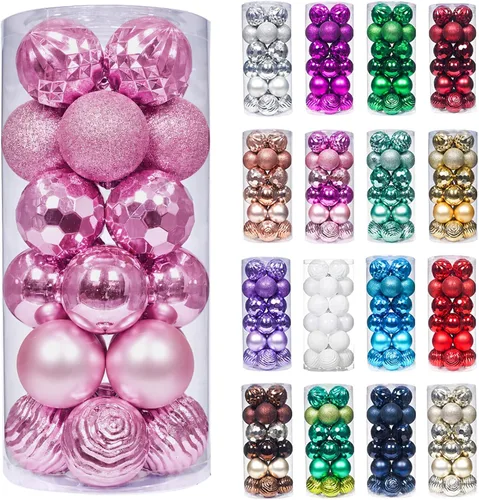Vista 27 de XmasExp Juego de 24 mini esferas de Navidad inastillables para bolas de árbol de Navidad, 1.18 pulgadas (negro)