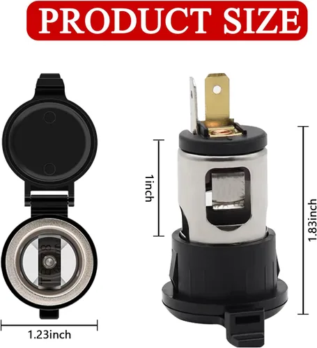 Vista 2 de Enchufe para encendedor de cigarrillos, adaptador de encendedor de cigarrillos de automóvil DC 12V/24V con cable de extensión, reemplazo de enchufe