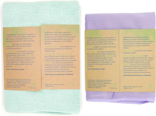 Vista 3 de Norwex Paquete básico – Microfibra – Paño de limpieza de ventanas de vidrio y paño de limpieza para el hogar Enviro Los colores pueden variar