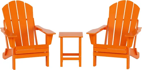 Vista 17 de WO Home Furniture - Juego de 3 sillas plegables para exteriores, mesa auxiliar, resistente a la intemperie y a los rayos UV, para césped, jardín