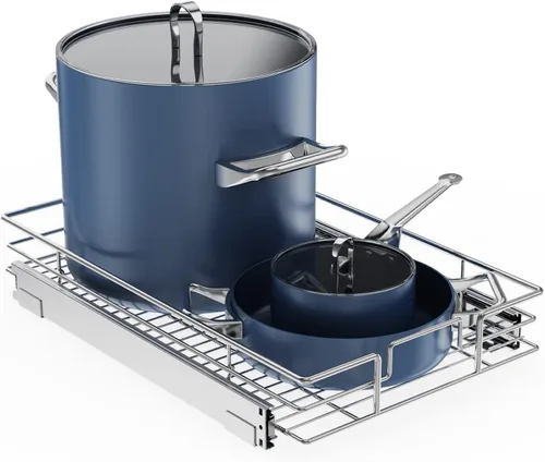 Vista 13 de LOVMOR Organizador de gabinete extraíble de 5.5 pulgadas de ancho x 21.5 pulgadas de profundidad, estantes extraíbles para armario de cocina