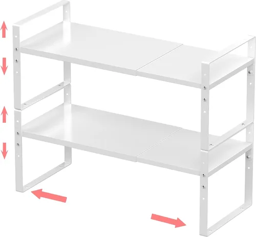 Vista 11 de Jojocross Estante organizador de especias apilable expandible en gabinetes, estantes de cocina, armario, organización, estantes apilables, despensa