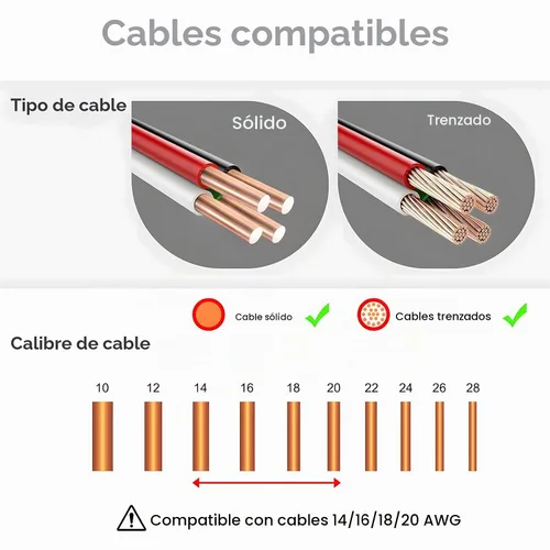 Vista 4 de Conectores divisores de cable T Tap 3 vías 2 pines, conectores de cable de bajo voltaje para 16-20 AWG, 10 piezas, conectores de empalme de cable