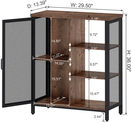 Vista 3 de BON AUGURE Mueble de bar de café rústico para el hogar, mesa consola rústica detrás del sofá, juego de muebles de madera y metal para sala de estar