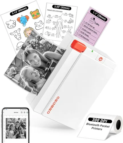 Vista 10 de Máquina impresora de etiquetas adhesivas ORGBRO X3, mini impresora imprimir cápsulas etiquetadoras 300 Dpi, 3 Inch Bluetooh Pocket Verde oliva