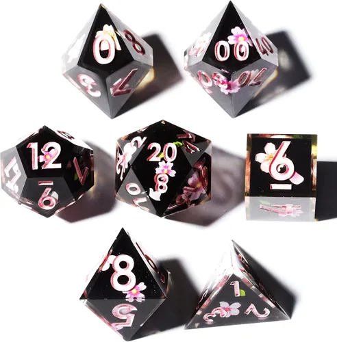 Vista 17 de Mini Planet Poliédrico MTG Sharp Edge Liquid Core Dungeons and Dragons RPG Resina Hecho a Mano 7Pcs DND Juego de dados