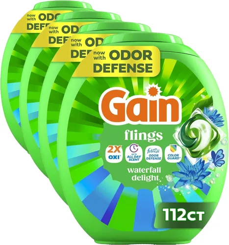 Vista 17 de Gain flings Ultra Oxi Cápsulas de Detergente para Ropa, 60 Unidades, Aroma Waterfall Delight, 3 en 1, Compatible con HE