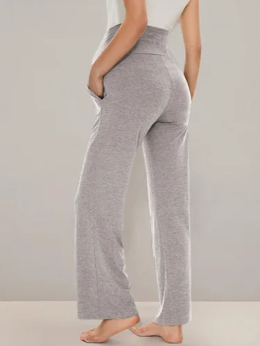 Vista 33 de Ecavus Pantalones de maternidad anchos y rectos para mujer, versátiles, cómodos, palazzo, elásticos, con bolsillos