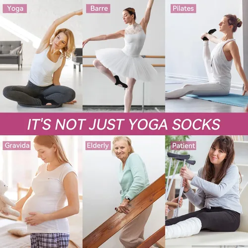 Vista 7 de Calcetines de yoga antideslizantes con empuñaduras, para mujer