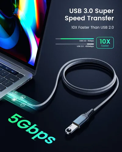Vista 2 de ANDTOBO Cable de extensión USB de 3.3 pies, USB 3.0 tipo A, macho a hembra, cables extensores de transferencia de datos de alta velocidad de 5 Gbps