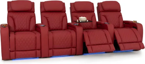 Vista 48 de Seatcraft Luminis 365 - Asiento de cine en casa (fila de 2 biplazas), color carmesí