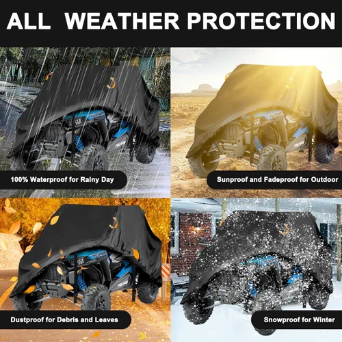 Vista 7 de ClawsCover UTV - Cubiertas impermeables para todo tipo de clima, tela Oxford 420D resistente al viento, ATV lado a lado UTV Accesorios para Polaris